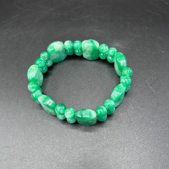 Faux Jade Beaded Bracelet Jewelry Accessory Casual Vacation Travel - Picture 2 of 5